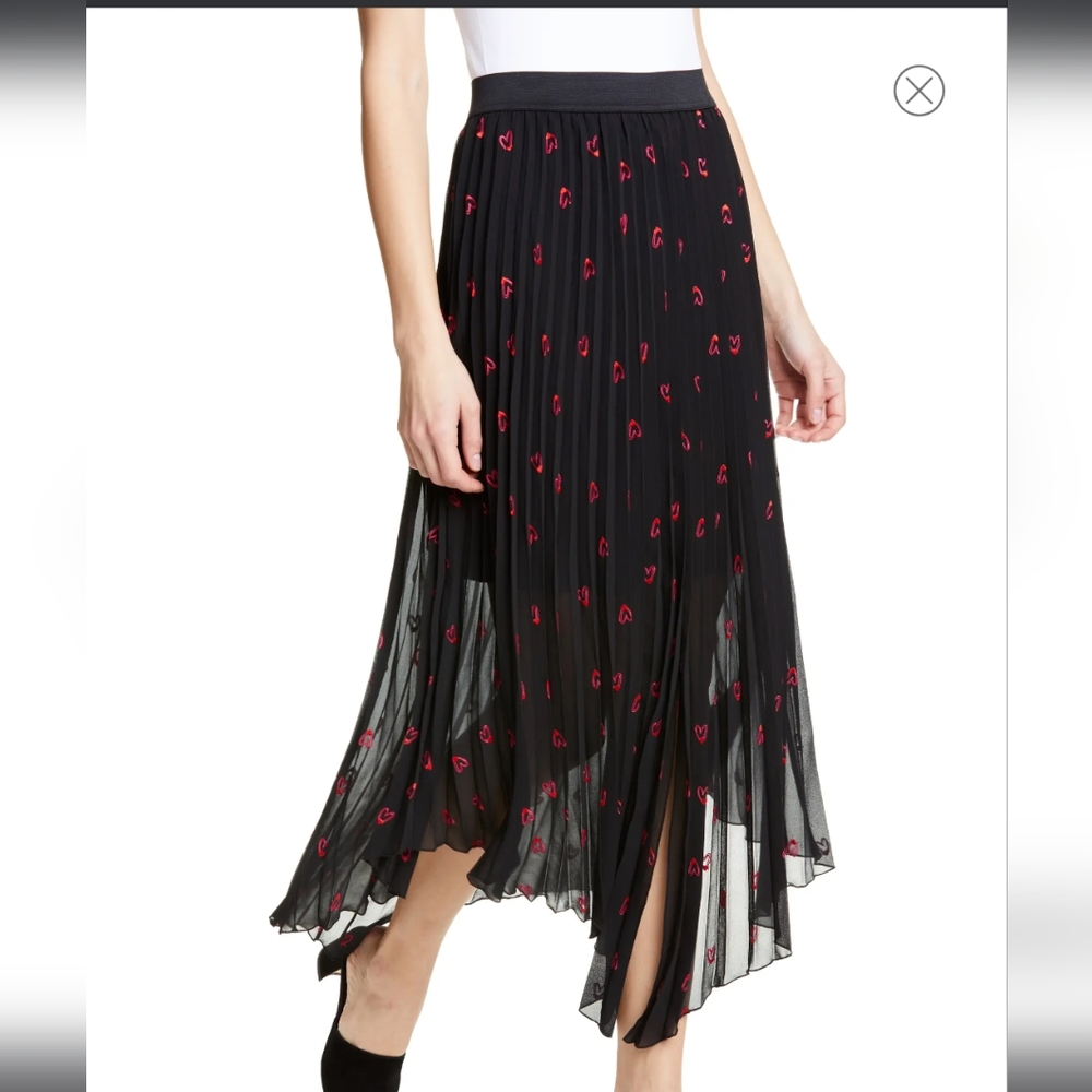 Maje jengo heart embroidered asymmetrical pleated skirt size 1 small